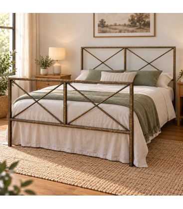 Letto francese moderno in ferro Focus - Bronzo anticato