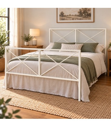 Letto francese moderno in ferro Focus - Bianco oro