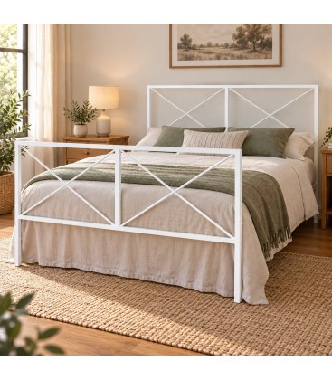 Letto francese moderno in ferro Focus - Bianco lucido