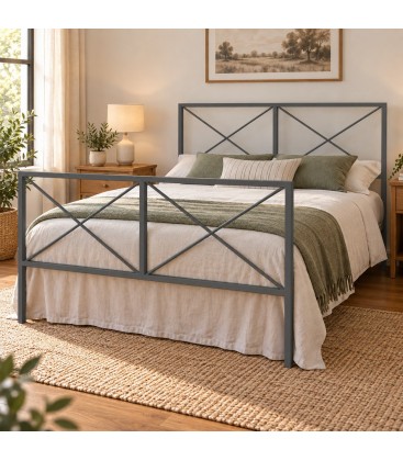 Letto francese moderno in ferro Focus - Grigio Siderale