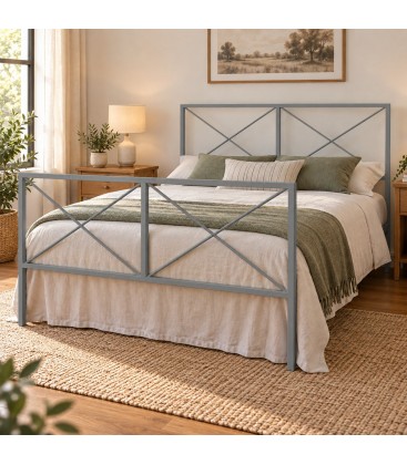 Letto francese moderno in ferro Focus - Grigio Finestra