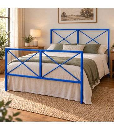 Letto francese moderno in ferro Focus - Blu