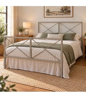 Letto francese moderno in ferro Focus - Tortora