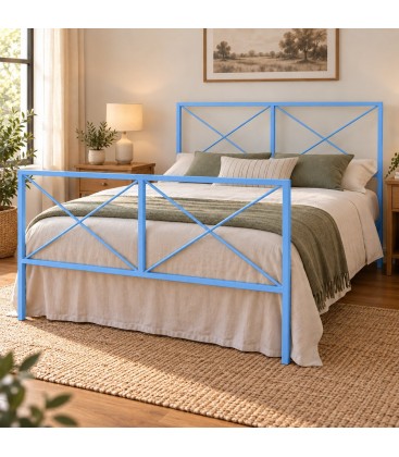 Letto francese moderno in ferro Focus - Azzurro