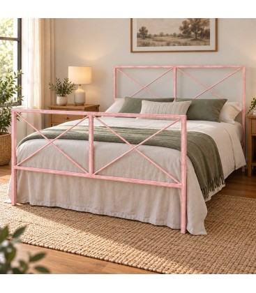 Letto francese moderno in ferro Focus - Rosa Shabby Chic