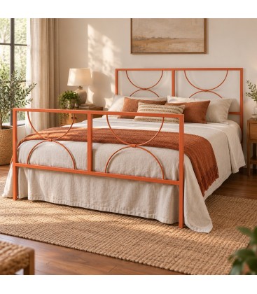 Letto matrimoniale in ferro Koris - Arancio Rame