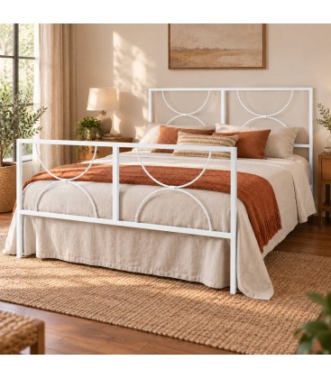 Letto matrimoniale in ferro Koris - Bianco lucido