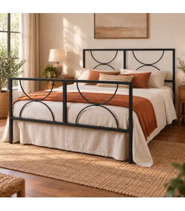 Letto matrimoniale in ferro Koris - Nero opaco