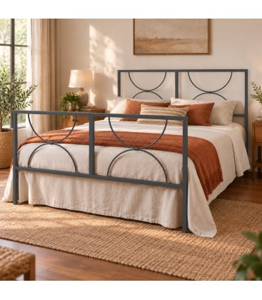 Letto matrimoniale in ferro Koris - Grigio Siderale