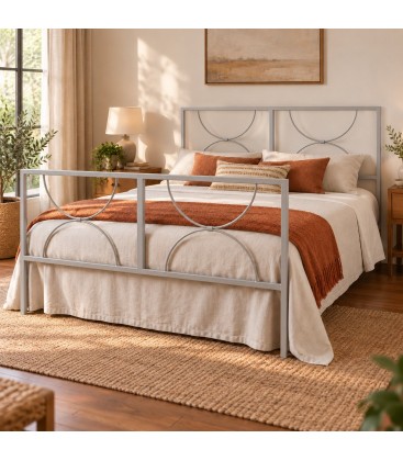 Letto matrimoniale in ferro Koris - Grigio Seta
