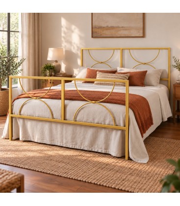 Letto matrimoniale in ferro Koris - Oro