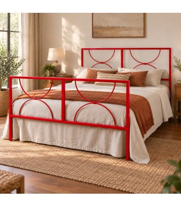 Letto matrimoniale in ferro Koris - Rosso