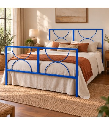 Letto matrimoniale in ferro Koris - Blu