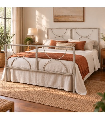 Letto matrimoniale in ferro Koris - Tortora Shabby Chic