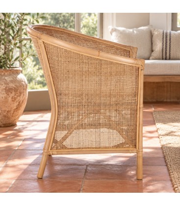 Poltrona Adelfa in rattan con cuscino sfoderabile terza vista