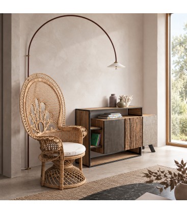 Poltrona Peacock naturale con cuscini sfoderabili ambientazione con arredi