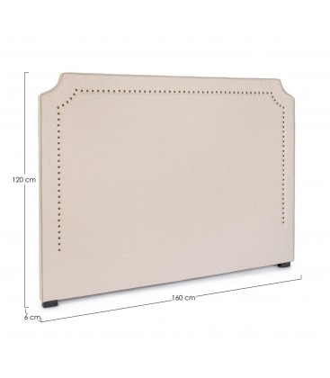 Testiera letto Zenda naturale con piedini in legno di pino disegno tecnico con misure