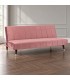 Divano letto 3 posti Alma rosa effetto velluto ambientato