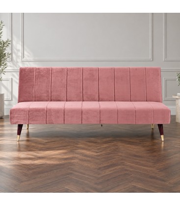 Divano letto 3 posti Alma rosa effetto velluto vista alternativa