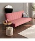 Divano letto 3 posti Alma rosa effetto velluto seconda ambientazione con arredi
