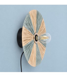Lampada applique Kanda natural azzurro con attacco E27 ambientato