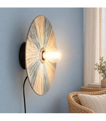Lampada applique Kanda natural azzurro con attacco E27 ambientazione con arredi