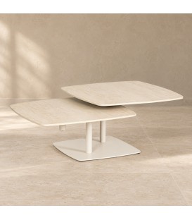 Tavolino allungabile Joosef ivory con piano in gres porcellanato
