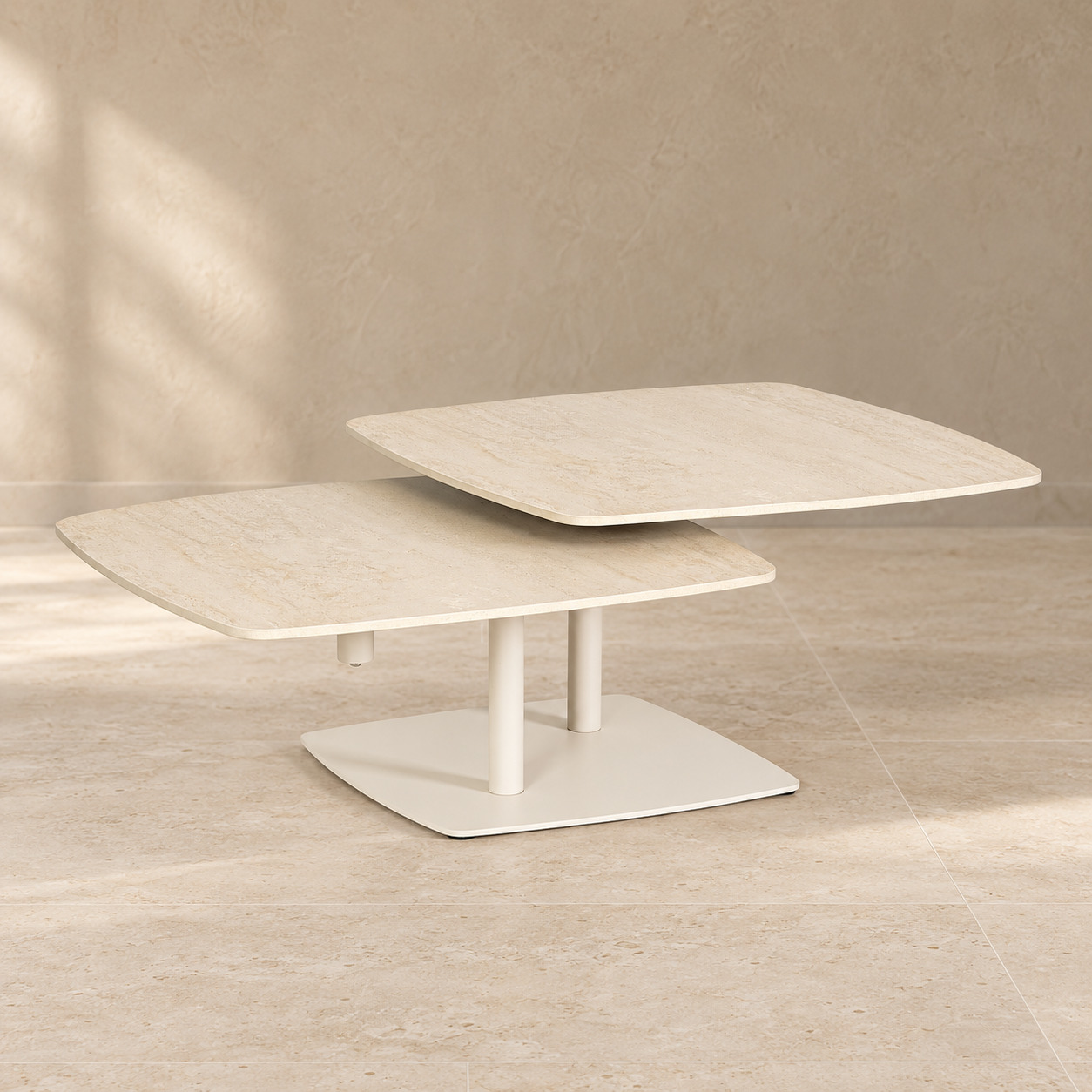 Tavolino allungabile Joosef ivory con piano in gres porcellanato