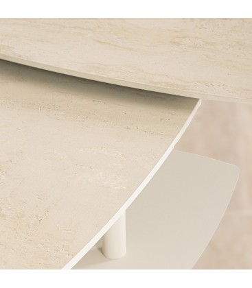 Tavolino allungabile Joosef ivory con piano in gres porcellanato