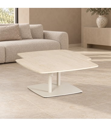 Tavolino allungabile Joosef ivory con piano in gres porcellanato