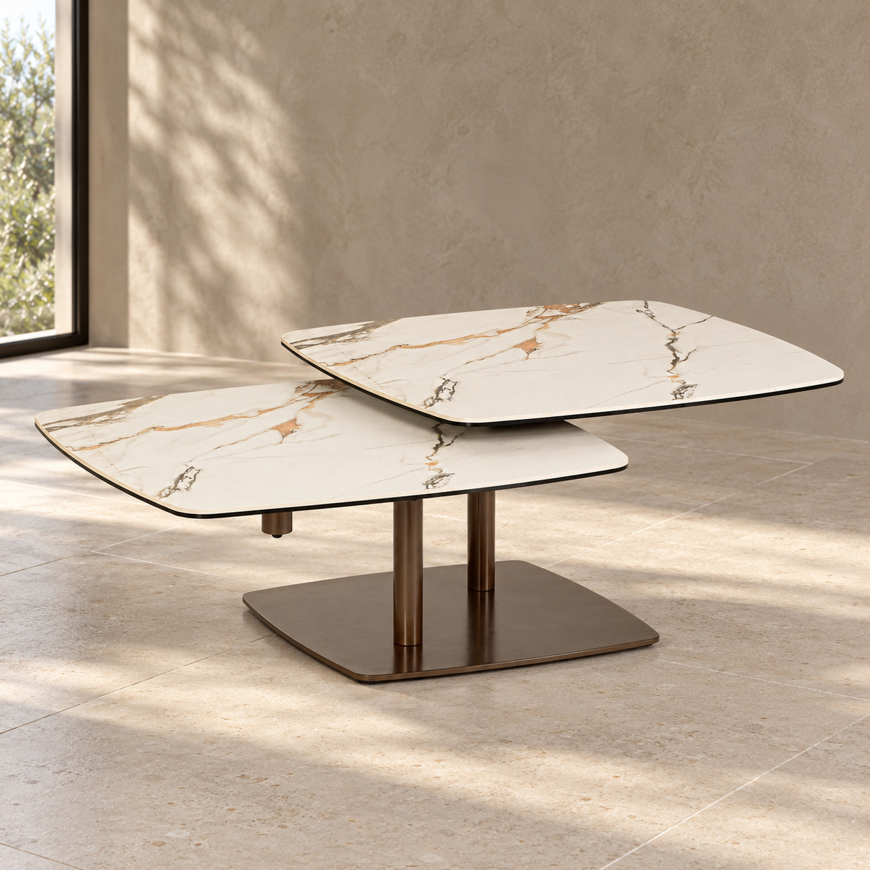 Tavolino allungabile Joosef desert con piano in gres porcellanato