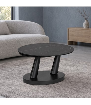 Tavolino allungabile Joel gris con piano in gres porcellanato