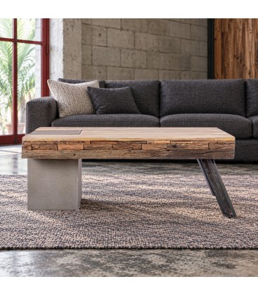 Tavolino Manchester con piano in legno di mango