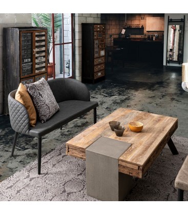 Tavolino Manchester con piano in legno di mango