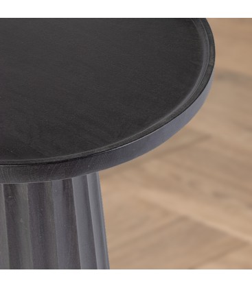 Tavolino Orissa nero Ø46 con struttura in legno di mango