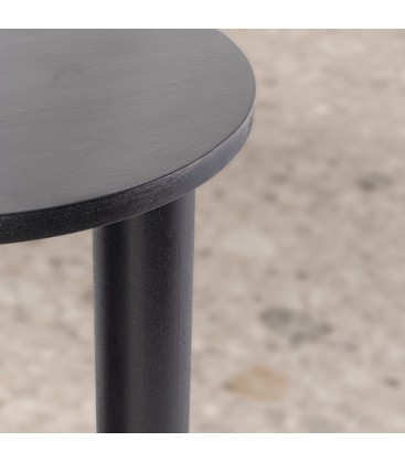 Tavolino Orissa nero Ø50 con struttura in legno di mango