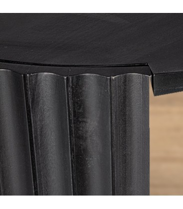 Tavolino Orissa nero Ø80 con struttura in legno di mango