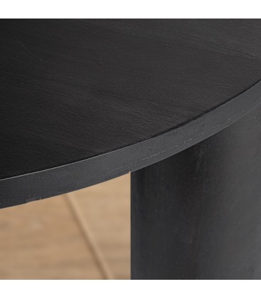 Tavolino Orissa nero Ø80 con struttura in legno di mango