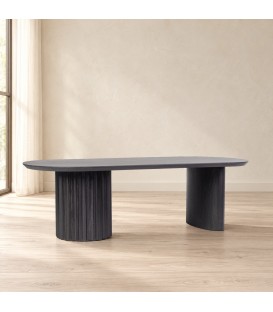 Tavolino Orissa nero con struttura in legno di mango
