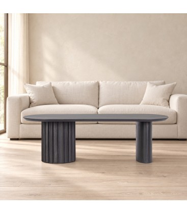 Tavolino Orissa nero con struttura in legno di mango