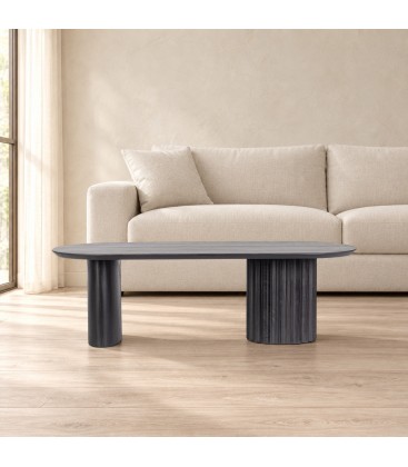 Tavolino Orissa nero con struttura in legno di mango