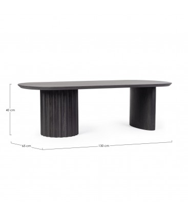 Tavolino Orissa nero con struttura in legno di mango