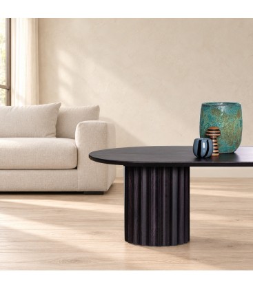 Tavolino Orissa nero con struttura in legno di mango