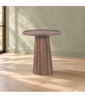 Tavolino Orissa naturale Ø46 con struttura in legno di mango