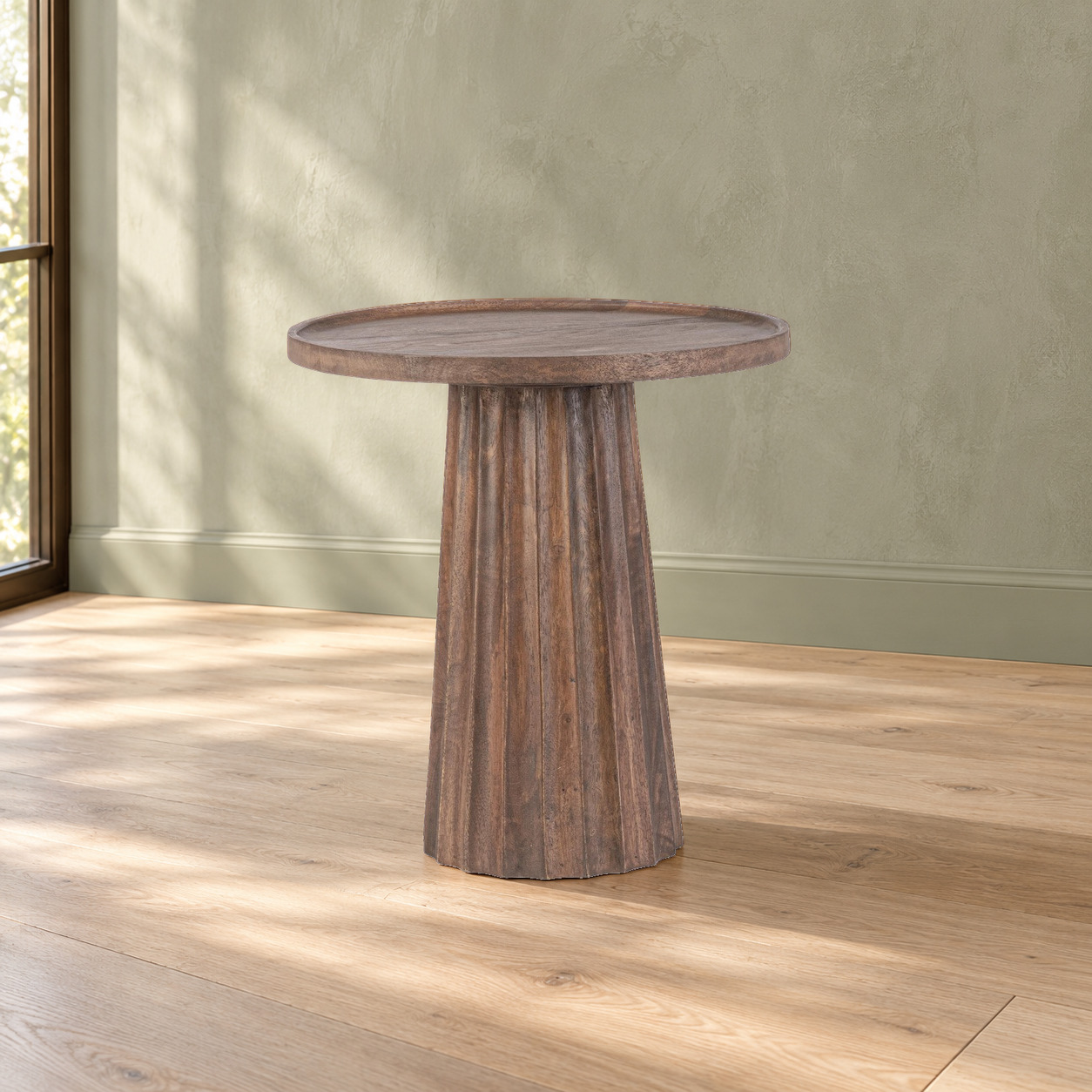 Tavolino Orissa naturale Ø46 con struttura in legno di mango