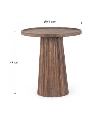 Tavolino Orissa naturale Ø46 con struttura in legno di mango
