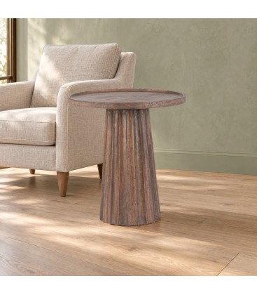 Tavolino Orissa naturale Ø46 con struttura in legno di mango