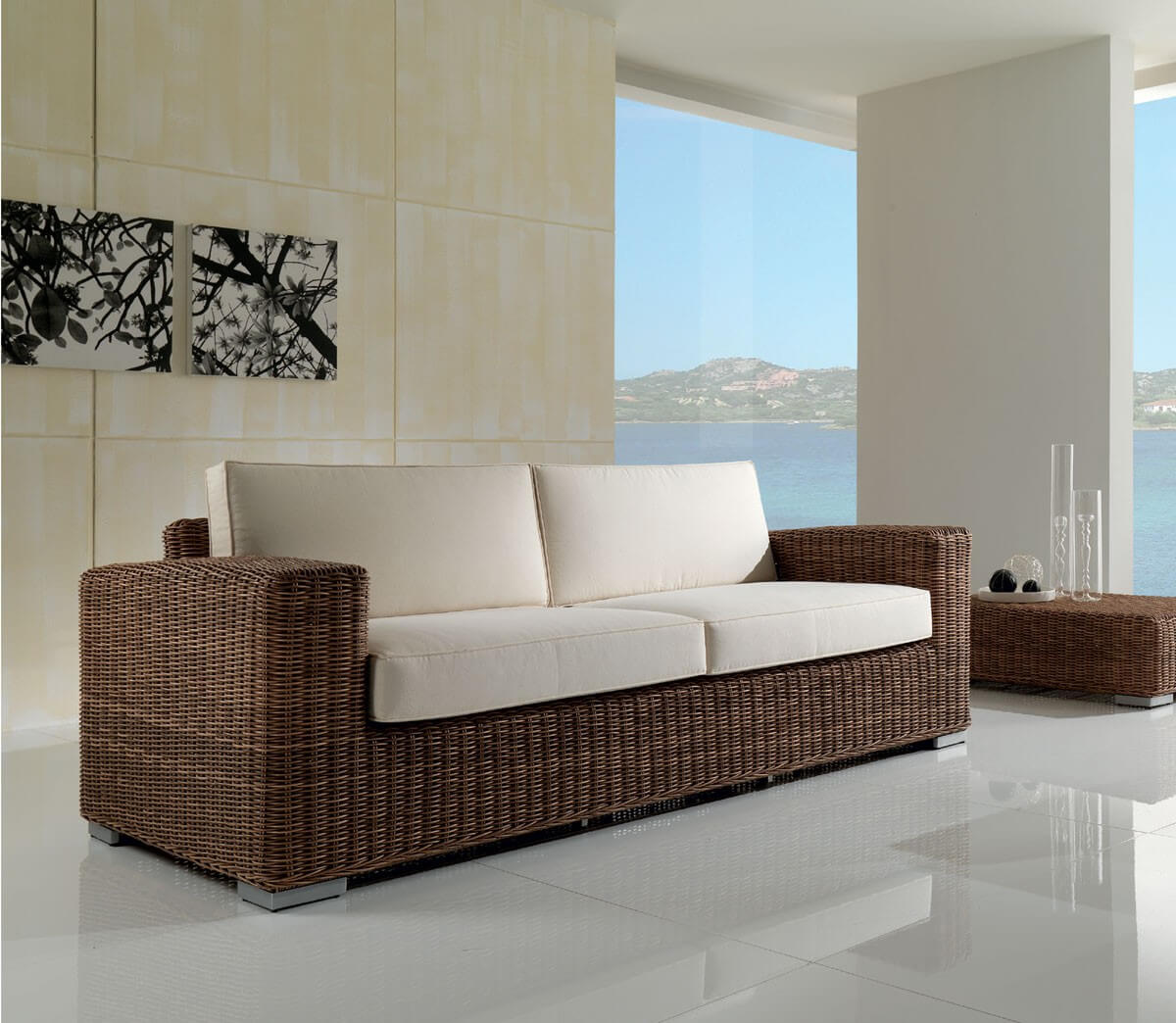 Divano per esterno in polyrattan penelope