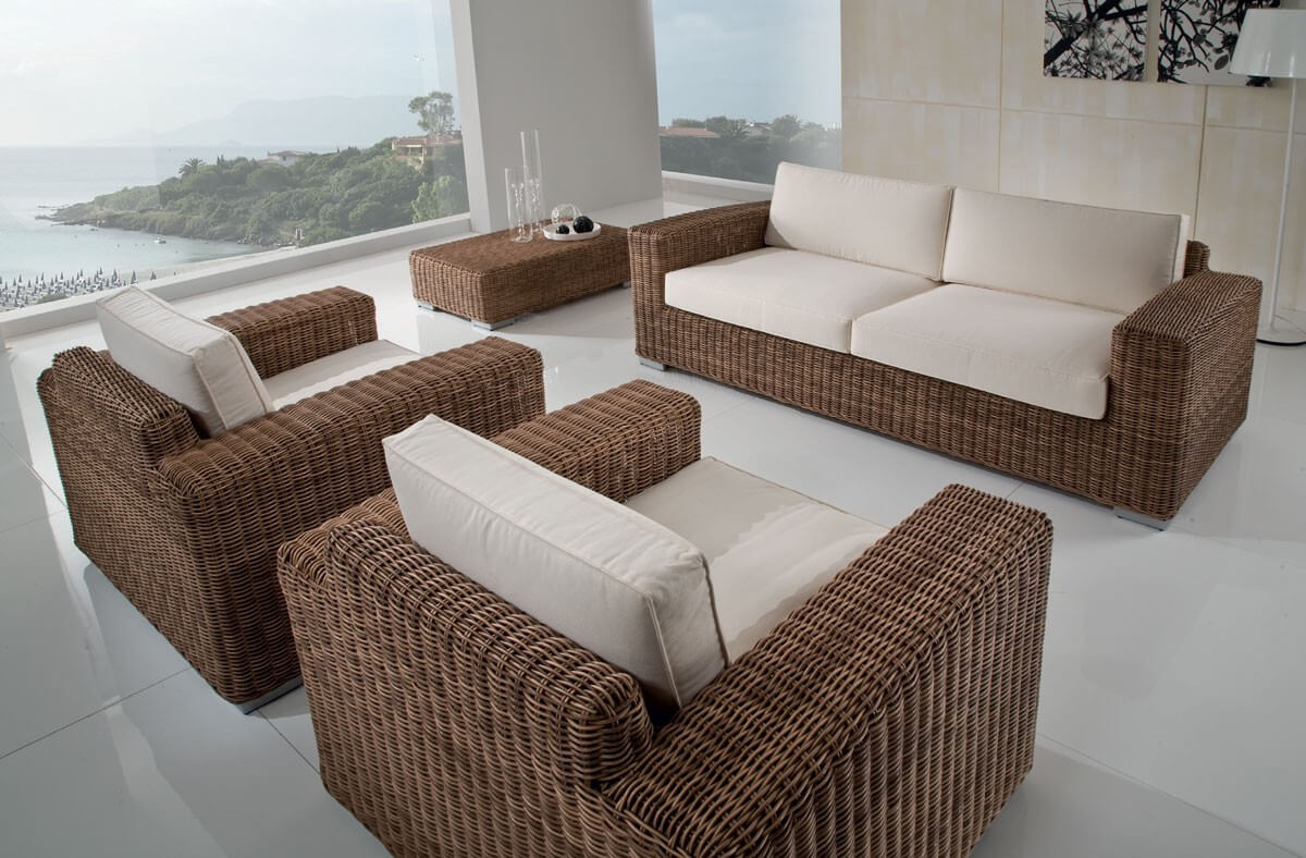 Salotto per esterno in polyrattan penelope