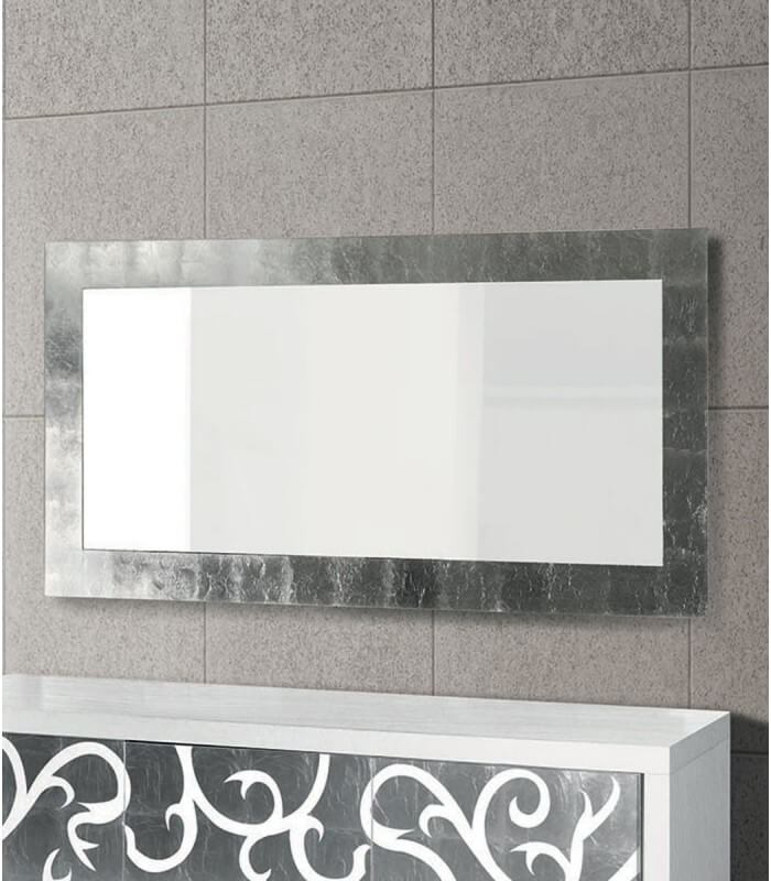 Specchio da parete moderno foglia argento - Spazio Casa